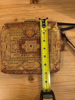Vintage-Inspired Gold & Brown Women's Crossbody Bag